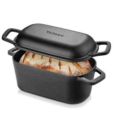 Velaze Schmortopf mit Deckel, Quadrat Gusseisen Topf 3,45L, 28cm Gusseisen Bräter mit Deckel Backofengeeignet, Induktion, Indoor & Outdoor – Cast Iron Pot für Bräter & Schmortöpfe Rot