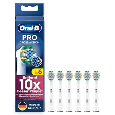 Oral-B Pro Tiefenreinigung – ORIGINAL Aufsteckbürsten für Elektrische Zahnbürste – Tiefe Zahnreinigung, Ersatzbürsten mit X-Förmigen Borsten, Zahnbürstenaufsatz, Made in Germany – Weiß, 6 Stück