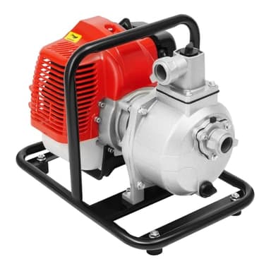 DIFU 1,7PS Wasserpumpe Benzin 1 Zoll Anschluss Selbstansaugend, 43ccm Gartenpumpe Schmutzwasserpumpe mit 2 Takt Benzinmotor, 8100L/H Fördermenge Poolpumpen Teichpumpe, max. Förderhöhe 30 m