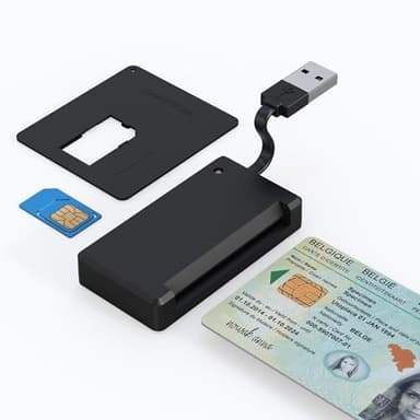 SIM Karten Lesegerät Chipkartenlesegerät - 2-in-1 Multi-Kartenleser für Gesundheitskarte/Fahrerkarte/IC/PIV/ATR/SIM Kartenleser, SIM Card Adapter for Laptop/PC, Smartcard Leser ISO 7816 Klasse A,B,C