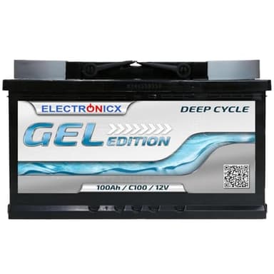 Electronicx GEL Versorgungsbatterie 12V 100Ah – Hochleistungs-GEL-Batterie 100 AH (278×175×190 mm) mit Pluspol rechts. Wartungsfrei, auslaufsicher, langlebig. Ideal für Wohnmobil, Boot und Freizeit