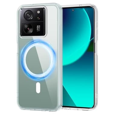 XTCASE Hülle für Xiaomi 13T / 13T Pro Magnetisch kompatibel mit Magsafe, Transparent Handyhülle Durchsichtige PC Rückseite + TPU Bumper - Crystal Clear