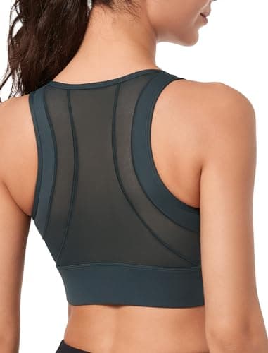 Yvette Damen Sport BH mit Vorderverschluss Mesh Ringerrücken volle Abdeckung Lauf Fitness Reiten Bra, Grau, L Große Größen
