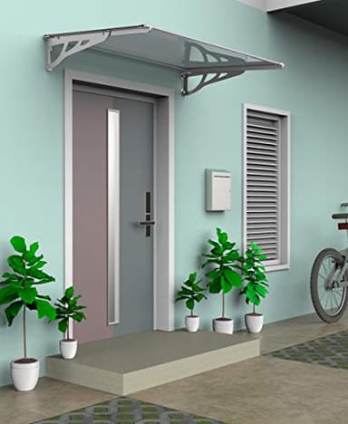 SCHARTEC Aluminium-Vordach als Haustürvordach in 100, 120 oder 150 cm | schützt auch bei extremen Wetterlagen Vordach für Haustür Überdachung | Aluminium Polycarbonat