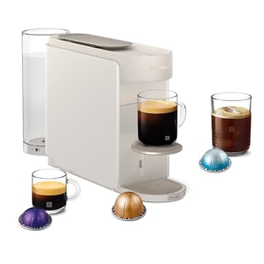 NESPRESSO Delonghi Vertuo Up Kaffeekapselmaschine für 5 Tassengrößen | 3 Sekunden Aufheizzeit | One Touch Kaffee Zubereitung | 1,4 L Wassertank | Kompaktes Design | Weiß (ENV200.W)