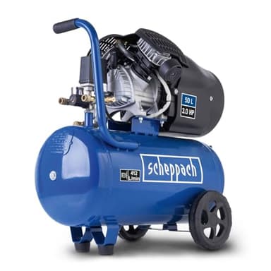 Scheppach Druckluft Kompressor HC53DC | 2200W Leistung | 50L Kessel | 10bar Druck | Ansaugleistung 412 L/min | Druckminderer, ölgeschmiert, Doppelzylinder