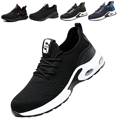 Fadezar Sicherheitsschuhe S3 Herren Leichte Arbeitsschuhe Herren Damen Sportliche Atmungsaktive Stahlkappenschuhe rutschfeste Arbeitsturnschuhe 01 Schwarz 44 EU/270