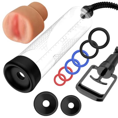 Penispumpe für Männer Manuelle Vakuum Pumpe zur Penisvergrößerung mit Verlängerungshülse und Penisring für maximale Härte Lustspielzeug diskret erotisch Hautfreundliches Silikon ideal für Paare