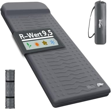 HiiPeak Isomatte R-Wert 9,5, Camping Matratze aus Schaumstoff mit Kissen, Isolierte Luftmatratze für Winter und Sommer, Bequeme Schlafmatte für Camping, Outdoor, Wandern, Reisen, Zelt