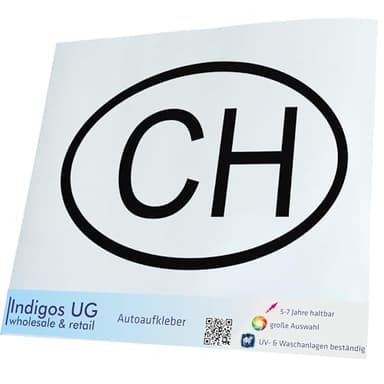 INDIGOS UG Auto Aufkleber Auto - 110x70 mm - Schweiz CH - schwarz - Selbstklebender Sticker für Auto, Fenster, Bus oder LKW - UV-beständig & wetterfest