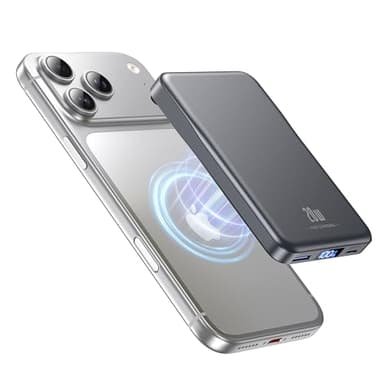 Powerbank für MagSafe, 10000mAh Magnetische Power Bank ohne Kabel, 20W PD Schnellladegerät, Kabelloses Magnetladegerät mit USB-C EIN-/Ausgang, LED-Anzeige für iPhone 17/16/15/14/13/12/Pro/Pro Max