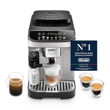 De’Longhi Magnifica Evo - Kaffeevollautomat mit Vollautomatischem cremigen Milchschaum, 7 One-Touch-Getränke, Cappuccino & Espresso, Kaffeemaschine, Soft-Touch-Bedienfeld, Silber (ECAM292.81.SB)