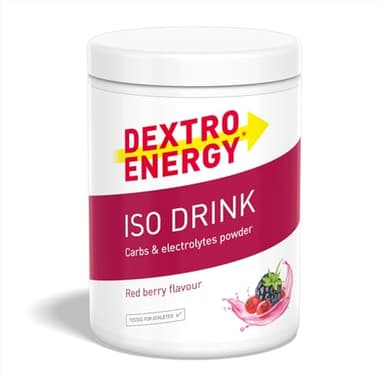 Dextro Energy, Iso Drink Elektrolyte Sport Getränkepulver, Red Berry, Mit Natrium, Magnesium, Kalium, Chlorid, für schnelle Energie, 440g