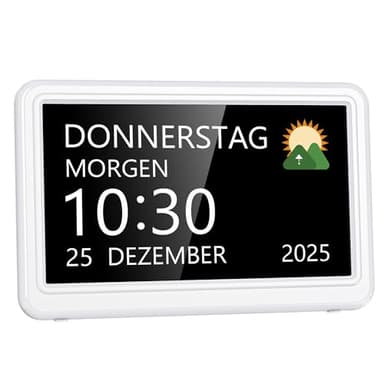 Roxicosly Digitaler Kalender, Elektronischer Tag Datum Wecker, Digital Uhr mit 20 Benutzerdefinierte Erinnerungen, 20 Wecker, 12 Themen, 10 Stufen Dimmer, 7 Zoll, Demenz Uhr für Senioren