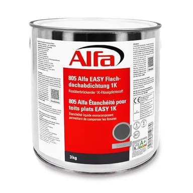 3 kg Alfa Flachdachabdichtung Easy 1K Profi-Qualität in 3 kg Dose Flüssigdichtstoff Dach- & Garagenabdichtung Terrasse Carport für vertikale und horizontale Oberflächen