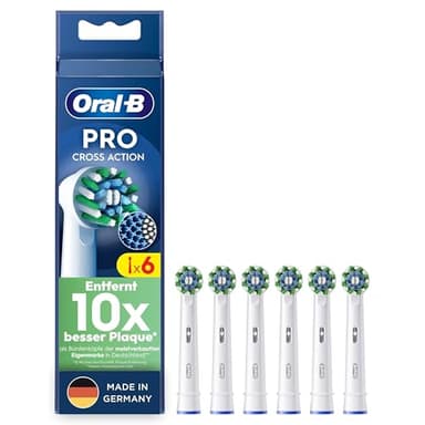 Oral-B Pro CrossAction – ORIGINAL Aufsteckbürsten für Elektrische Zahnbürste – Überlegene Zahnreinigung, Ersatzbürsten mit Innovativen X-Borsten, Zahnbürstenaufsatz – Weiß, 6 Stück