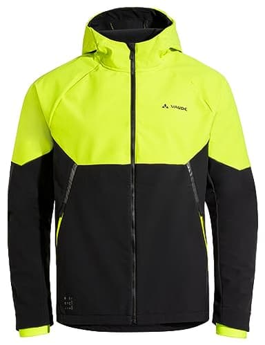VAUDE Softshell Fahrradjacke Herren Qimsa – Wasserdichte & atmungsaktive Softshelljacke Herren, reflektierende Details, ideal fürs Radfahren im Herbst & Winter - in Gelb, Größe: L