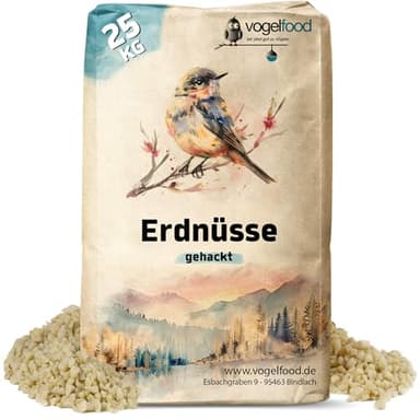 Vogelfood 25 kg Erdnusskerne Weiss gehackt Erdnüsse Wildvogelfutter Winterfutter Vogelfutter
