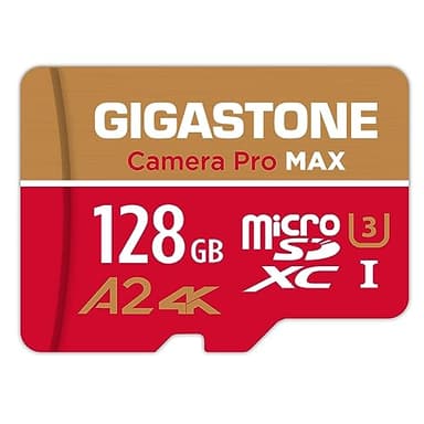 [5 Jahre kostenlose Datenrettung] GIGASTONE 128GB Micro SD-Karte, Kamera Pro MAX, bis zu 120/80 MB/s, MicroSDXC-Speicherkarte für DJI, Gopro, Insta360, Dashcam, 4K Video, UHS-I A2 V30
