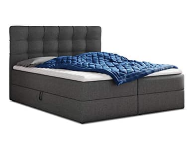 Sofnet Boxspringbett Best mit 2 Bettkästen, Doppelbett mit Bonell-Matratze und Topper, Polsterbett, Bett, Bettgestell, Stilvoll, Schlafzimmer (Graphit (Inari 94), 180 x 200 cm)