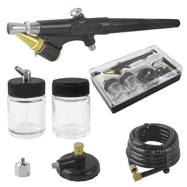 Airbrush Set, Airbrushpistole mit Luftansaugadapter und Luftdruckschalter, 15-50 PSI Lackierpistole Mini, Air Brush Pistole Set, für Modellbau Make-Up Autolackierung (1)