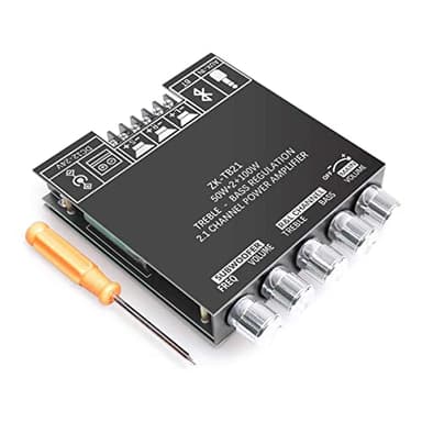 WANGCL 2 x 50 W + 100 W 2.1 K Subwoofer Verstärker Board mit Höhen- und Basssteuerung, Dual TPA3116 Chip DC 12-24 V Bluetooth und AUX-Eingänge, DIY Wireless Lautsprecher, AMP Board