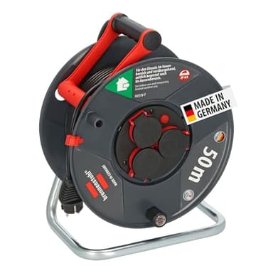 Brennenstuhl Garant V2 IP44 Kabeltrommel 50m Outdoor (Made in Germany, 3 Schutzkontakt-Steckdosen, Überhitzungsschutz, Spezialkunststoff)