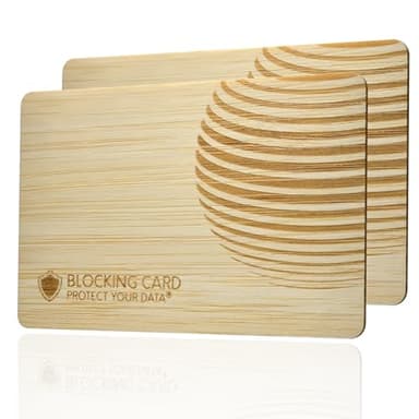 DEKRA geprüfte Bambus RFID Blocker Karte I Nachhaltiger Schutz vor Datendiebstahl - Neuste E-Field Störsender-Technologie I extra dünne Karte mit 0,8 mm für jede Geldbörse I NFC Schutz I (2)