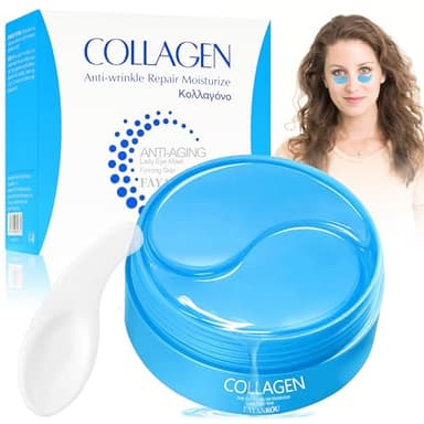Collagen Augenpads Anti Aging,60 Pcs Hyaluronsäure Eye Pads Gegen Augenringe Tränensäcke Falten Dunkle Kreise & Puffiness,Augen Pads Mit Kühlend Feuchtigkeit