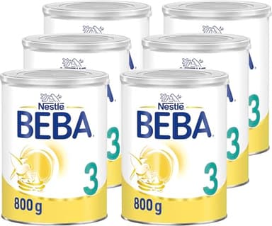 BEBA 3 - Folgemilch ab dem 10. Monat, Mit 5 HMO Komplex, Altersgerecht angepasster Proteingehalt, Nur Laktose, Ohne Palmöl, Ohne Fischöl, Babynahrung, Baby-Milchpulver, 6er Pack (6 x 800g)