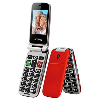 artfone CF241A GSM Seniorenhandy Klapphandy Ohne Vertrag mit Ladestation und Kamera丨Dual SIM Handy mit Notruftaste丨2,4 Zoll Farbdisplay丨Rentner Handy große Tasten丨FM丨1300mAh Akku丨Bluetooth - Rot