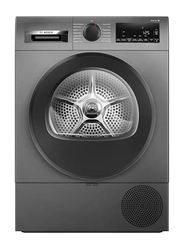 Bosch WQG243DR10 Serie 6, Wärmepumpentrockner 9 kg, Extra Kurz Trockenprogramm, Halbe Beladung Option, Auto Dry, Easy Clean Filter, Sensitive-Drying-System, Trommelreversierung, Innenbeleuchtung, Grau
