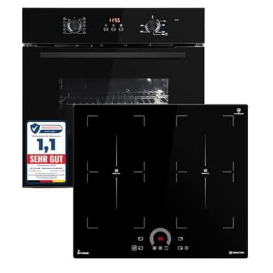 KKT KOLBE Autarkes Herdset | 60cm Einbaubackofen BO8005FB | 59cm Induktionskochfeld IH85904FZ | Grill | Heißluft | Automatik-Timer | 2-fach Wärmeschutzverglasung | Kindersicherung | SET8005FBIH594FZ