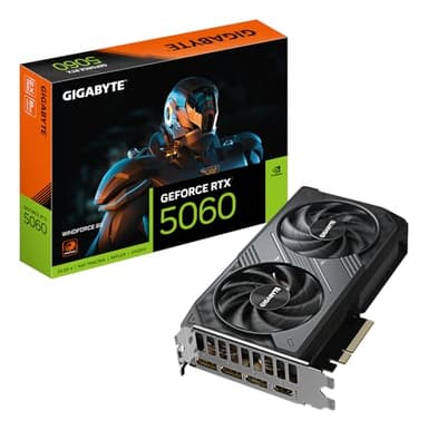 Gigabyte GeForce RTX 5060 WINDFORCE 8G Grafikkarte - 8GB GDDR7, 128bit, PCI-E 5.0, 2497 MHz Kerntakt, 3 x DisplayPort, 1 x HDMI, GV-N5060WF2-8GD
