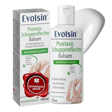Psoriasis Creme ohne Kortison von Evolsin® - Dermatologisch getestete Schuppenflechte Salbe - reduziert Juckreiz, beruhigt gereizte Haut, 100ml