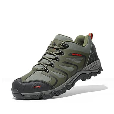 NORTIV 8 Herren wasserdichte Wanderschuhe Low Top Leichte Outdoor Trekking Camping Trail Wanderschuhe,Size 43,Armee/Grün/Schwarz/Orange,160448_Low-E