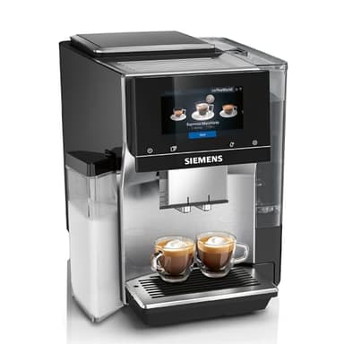 SIEMENS Kaffeevollautomat EQ700 integral, großes farbiges TFT-Display, 36 Heiß- und Kaltgetränke, Cold Brew, 2-Tassen-Funktion, Steuerung per App, autom. Reinigungssystem, Edelstahl schwarz, TQ717D03