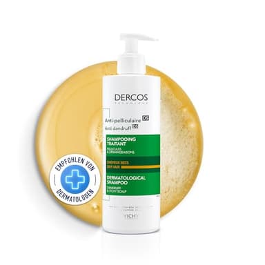 VICHY Anti-Schuppen-Shampoo, Für trockenes Haar, Juckreiz-mildernd und hydratisierend, Mit Salicylsäure, Seleniumdisulfid und Vitamin E, Dercos Anti-Schuppen, 390 ml