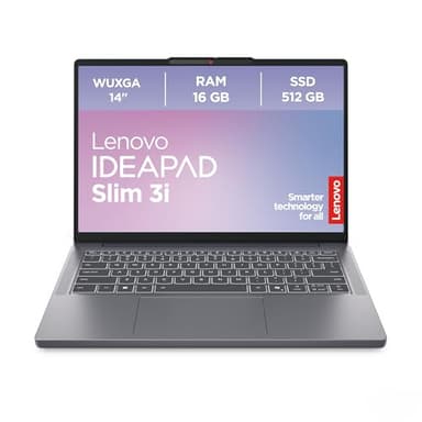 Lenovo IdeaPad Slim 3i Laptop | 14" WUXGA Display | Intel Core i5 13420H | 16GB RAM | 512GB SSD | Intel UHD Grafik | Win11 | QWERTZ | Luna Grau | 3 Monate Premium Care