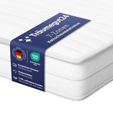 Träumegut24 AquaFlex 7-Zonen Matratze 120x200 cm | H2&H3 | Ergonomische Kaltschaummatratze | Hypoallergen & Antibakteriell | Bezug abnehmbar & waschbar | Oeko-TEX® | (19cm, 120 x 200 cm)