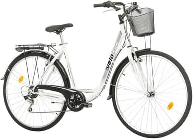 Multibrand Probike 28 Zoll City Fahrrad ALU Rahmen 7 Gang, Korb, Fahrrad-Licht, Damen, Herren geeignet ab 170-185 cm (Weiß grau, 510)