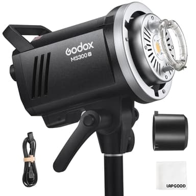 Godox MS300V LED-Studioblitz 300W,2.4G Wireless 5800K LED-Licht 0.1-1.3 S Recycle Time Bowens Mount mit LED Modeling Lamp,Outstanding Power Output Stability Monolight für Studiofotografie