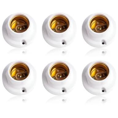 OMIGA E27 Fassung 6 Stück Lampenfassungen Vintage zum Anschrauben Glühbirnen Fassung E27 Universal Lampenfüße für LED-Lampen Weiß