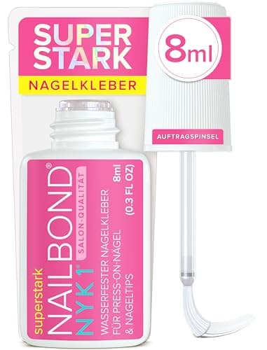 NYK1 NailBond Nagelkleber Für Kunstnägel Extra Stark (8ml) Pinsel On Nagelkleber Für Tips, Press On Nails Und Acrylnägel Nagel Kleber - Nagelkleber Für Eingerissene Nägel Anti-Pilz Nail Glue