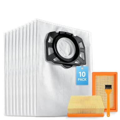 Kaiyaner 10 Staubsaugerbeutel mit 2 Filter für Kärcher WD6 WD5 WD4 WD5P WD6P MV4 MV5 MV6 Staubsauger KFI 487 und KFI 4410 Staubbeutel Ersatzteile Zubehör Beutel HEPA Filter 2.863-006.0 und 2.863-005.0