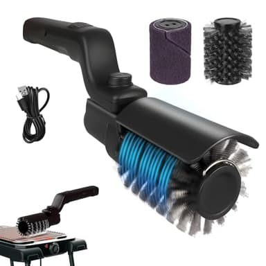 Verbesserte elektrische Grillbürste, Akku-Betrieben mit Verstellbarem Winkel, Edelstahl-Bürstenkopf, 3-Stufen Reinigung, 90 Min Laufzeit, Wasserdicht für Grillroste (Schwarz)