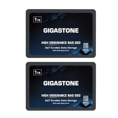 Gigastone NAS SSD 1TB SSD Festplatte (2er-Pack) TLC Hohe Dauerhaltbarkeit SSD für 24/7 Dauerbetrieb NAS-Systeme RAID 2,5 Zoll SATA III Internes Festkörper-Laufwerk SSD Caching