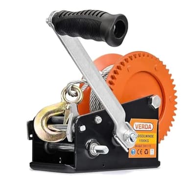 Verda Seilwinde bis 1588kg 3500lbs 10m Handseilwinde Übersetzung 4:1 und 8:1 Bootswinde Winde Anhänger Gurtwinde mit Softgriff Forstseilwinde SN1170