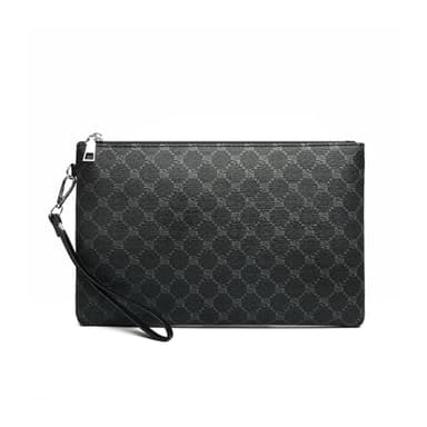 Business Herren Tages-Clutch-Tasche PU-Leder Männliche Geld-Handtasche Casual Herren Kartenhalter Etui Beutel Tasche, Schwarz , 28cm x 18cm x 2cm