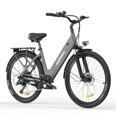 MileCity1 26" E-Bike für Erwachsene, 7 Gang Elektrofahrrad mit Austauschbarem 36V 13Ah Akku, 25 km/h und 80–100km Reichweite E-Bike für Städtische Pendler, IP65 Wasserdicht (MileCity1, Grau)